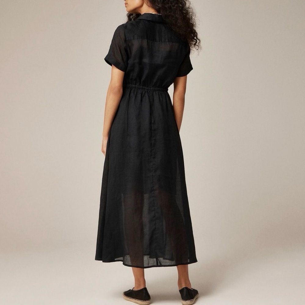 NWT J. Crew Black Cerise Shirt Dress $188 Size 0 - Picture 2 of 10